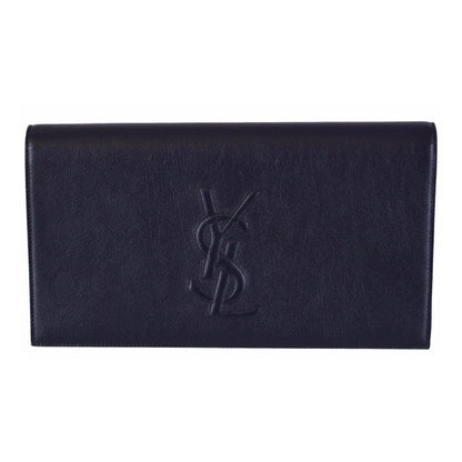 Saint Laurent YSL Belle De Jour Navy Blue Leather Large Clutch Bag 361120