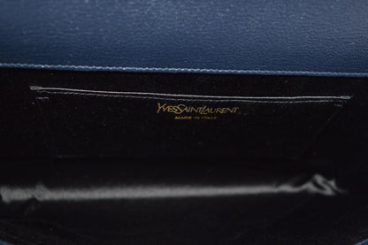 Saint Laurent YSL Belle De Jour Navy Blue Leather Large Clutch Bag 361120