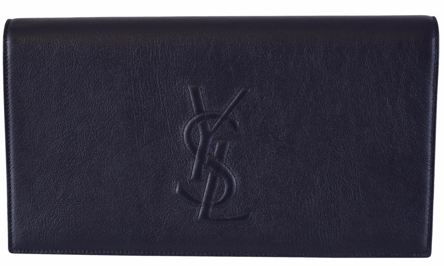 Saint Laurent YSL Belle De Jour Navy Blue Leather Large Clutch Bag 361120