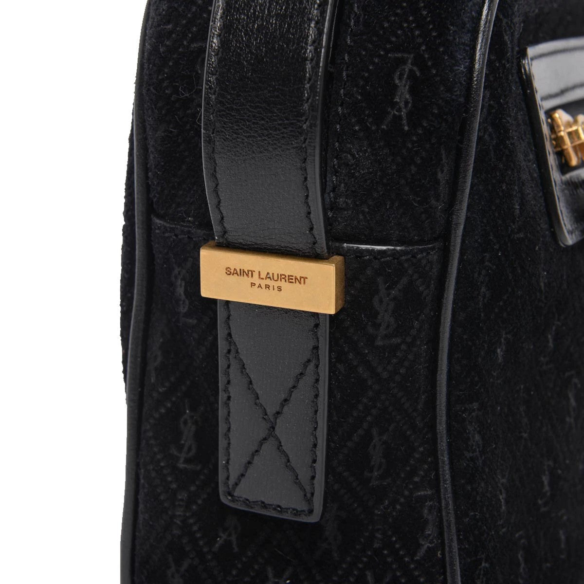 Saint Laurent YSL King Palm Suede Monogram Black Camera Bag 568608