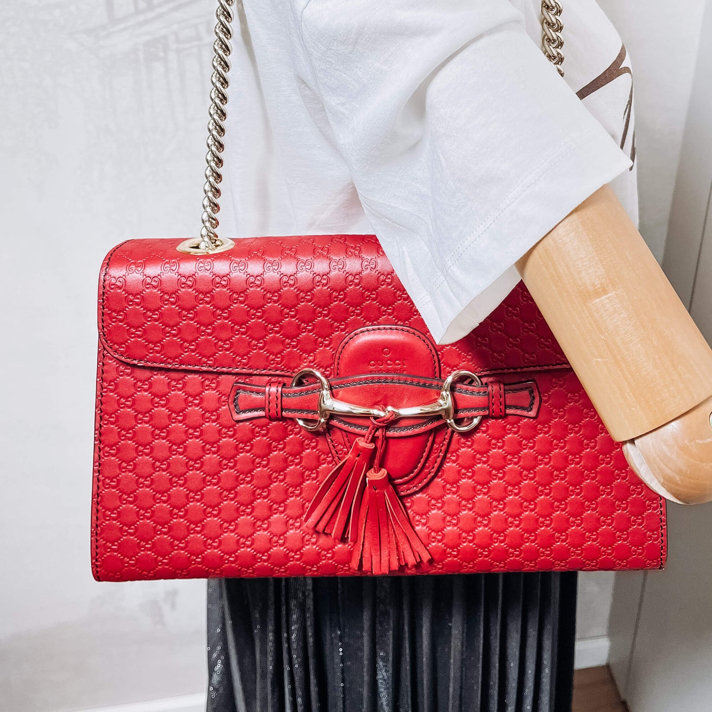 Micro Guccissima Red Leather