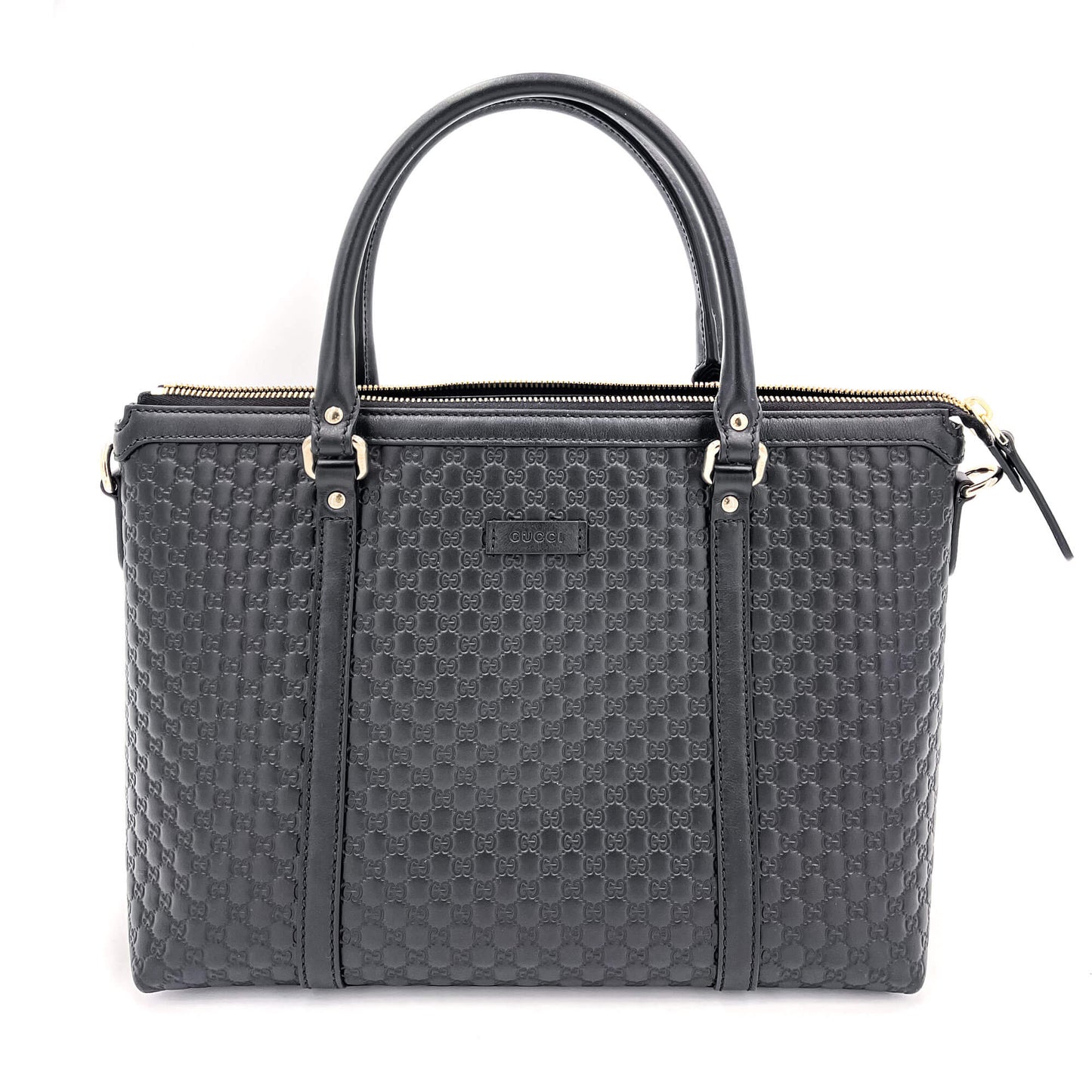 Microguccissima Tote Leather Black 2-Way