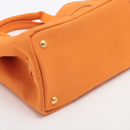 Prada Cotton Canvas Shopping Bag Orange Small