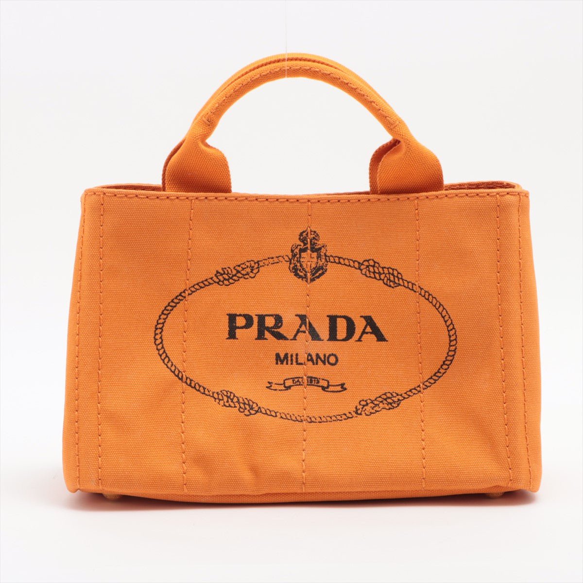 Prada Cotton Canvas Shopping Bag Orange Small