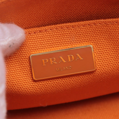 Prada Cotton Canvas Shopping Bag Orange Small