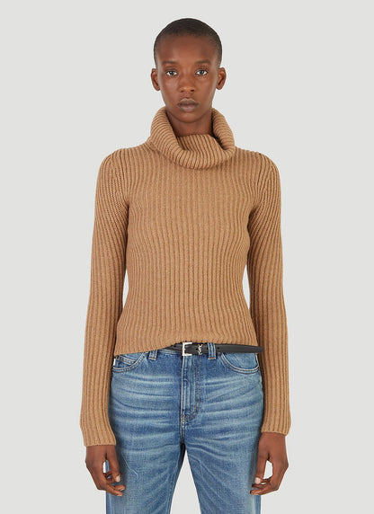 Saint Laurent Women Ribbed Turtleneck Sweater