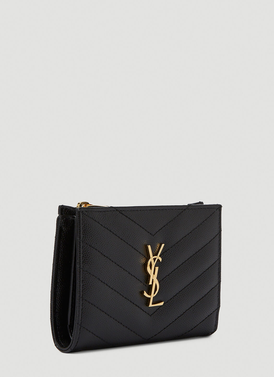 Saint Laurent Women Quilted Logo Plaque Wallet