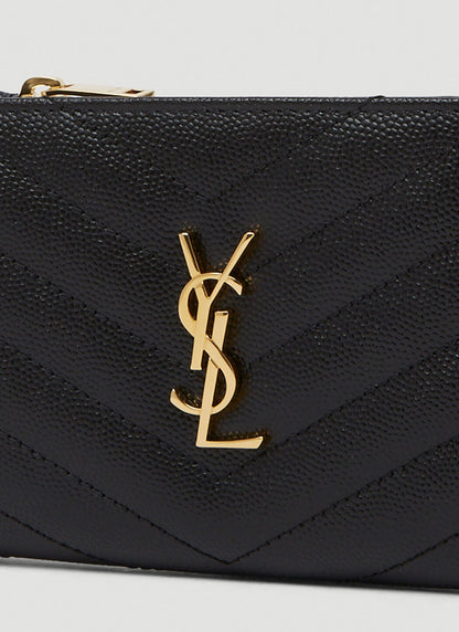 Saint Laurent Women Quilted Logo Plaque Wallet