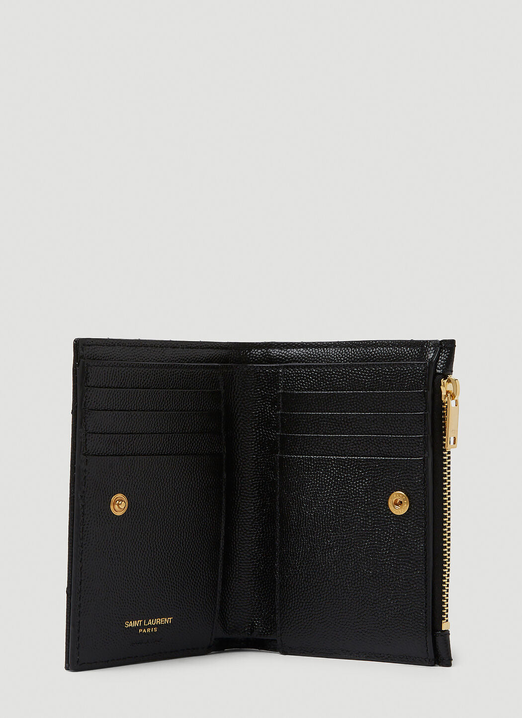 Saint Laurent Women Quilted Logo Plaque Wallet