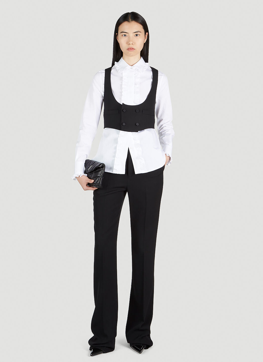 Saint Laurent Women Double Breasted Cropped Waistcoat