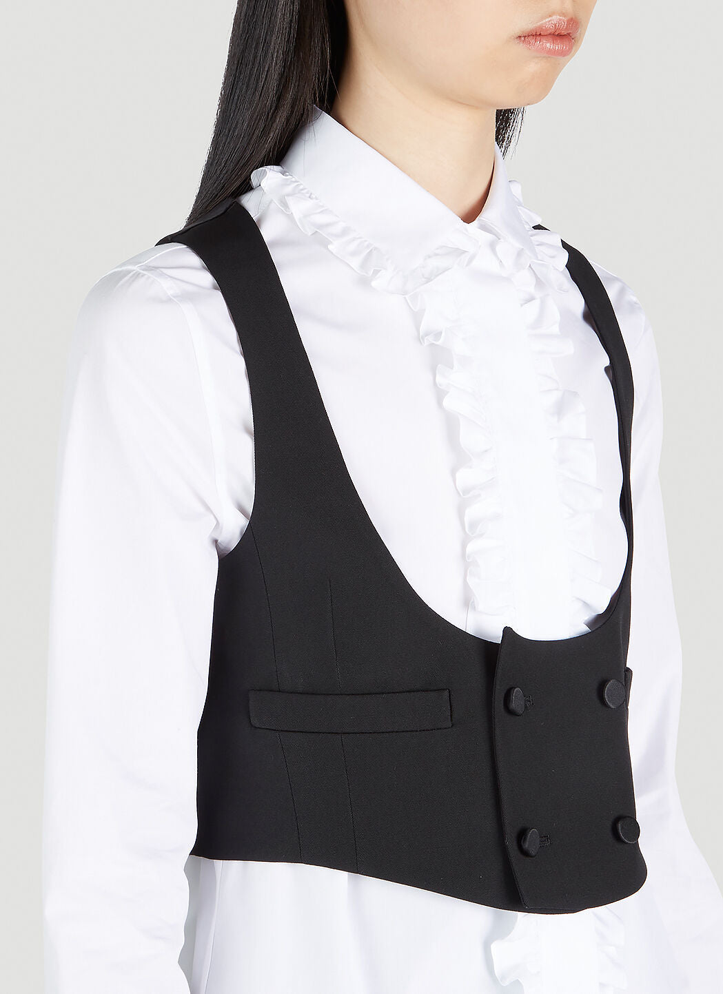 Saint Laurent Women Double Breasted Cropped Waistcoat