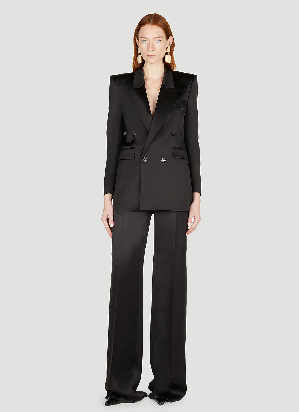 Saint Laurent Women Double Breasted Silk Blazer