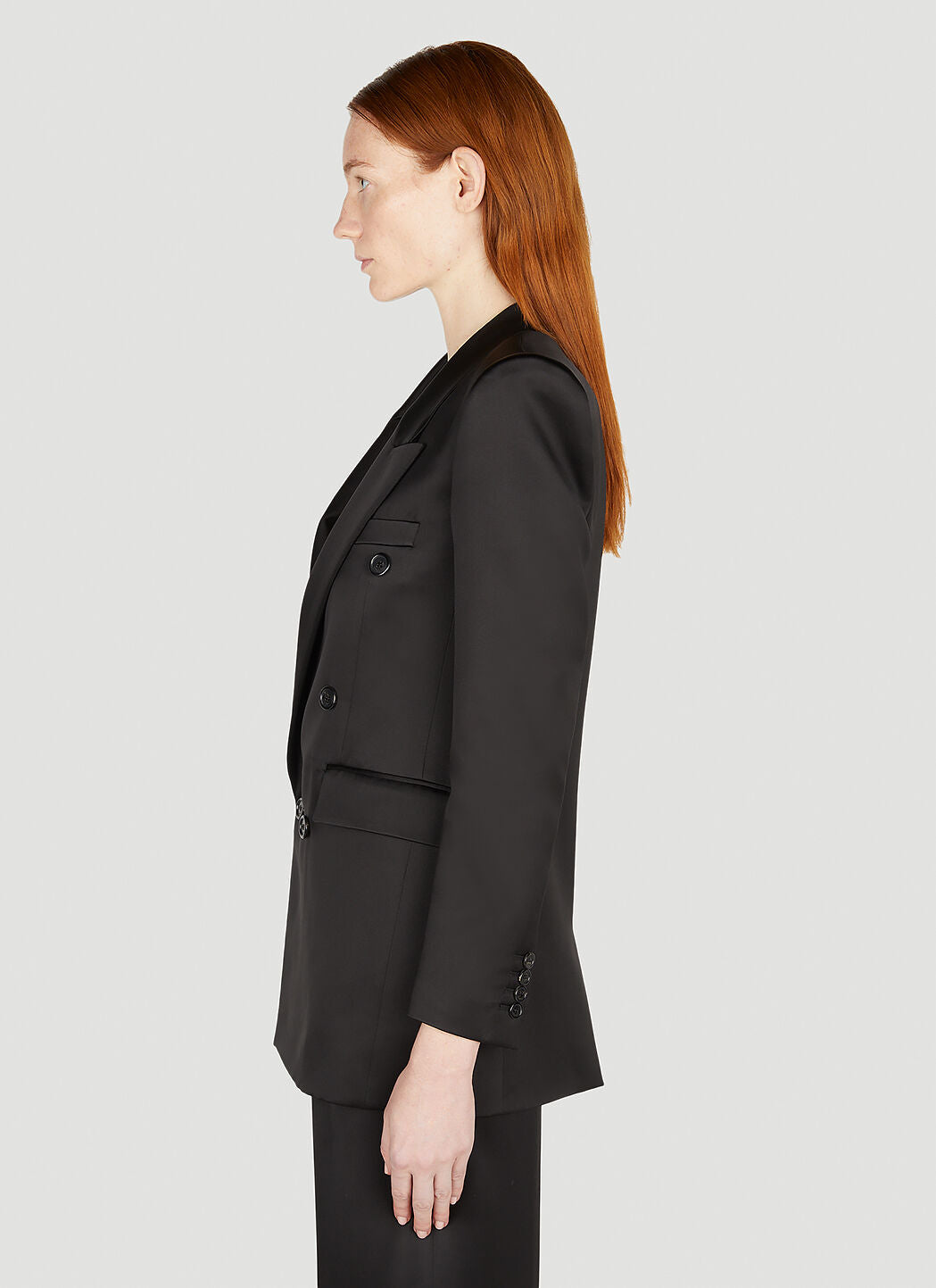 Saint Laurent Women Double Breasted Silk Blazer