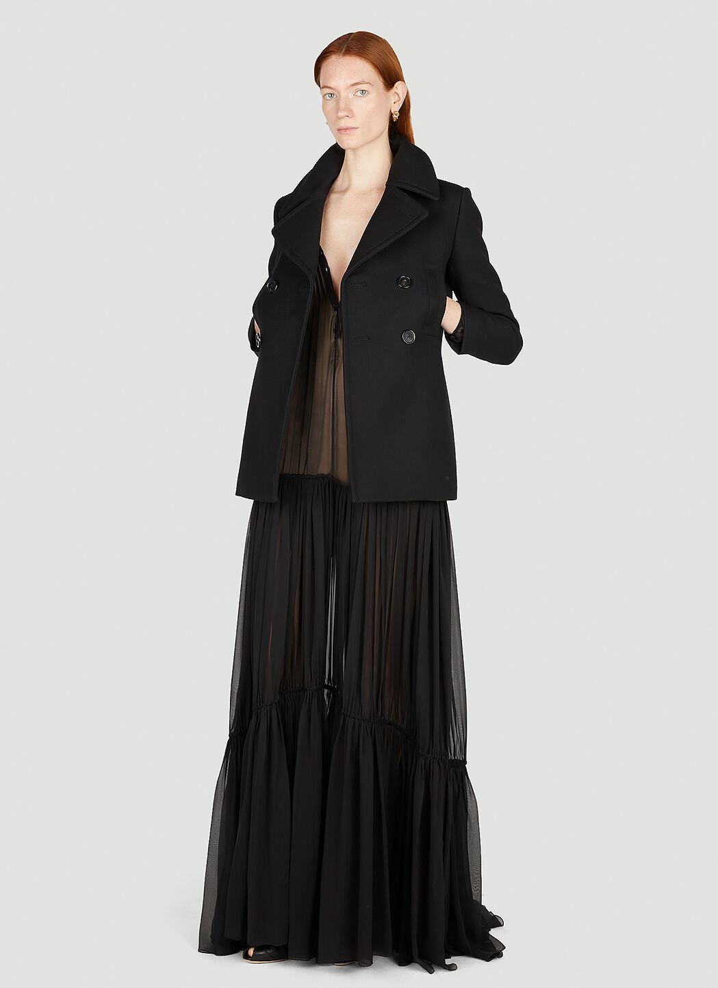 Saint Laurent Women Semi Sheer Maxi Dress