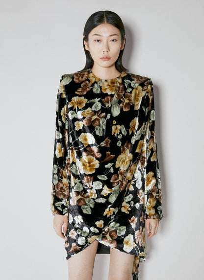 Saint Laurent Women Floral Velvet Dress