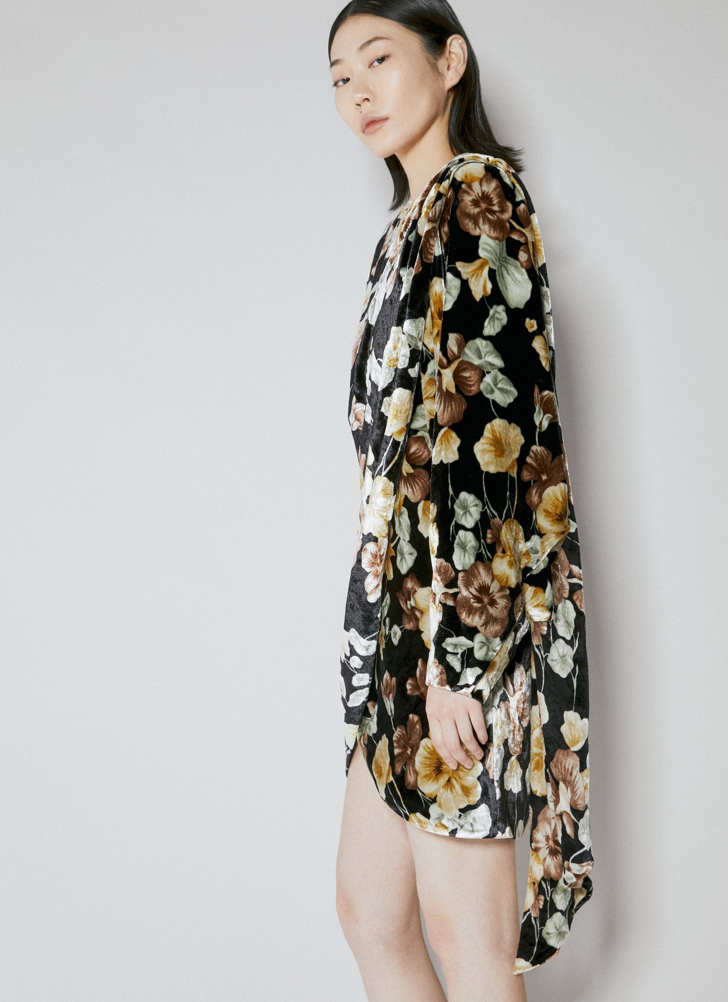 Saint Laurent Women Floral Velvet Dress