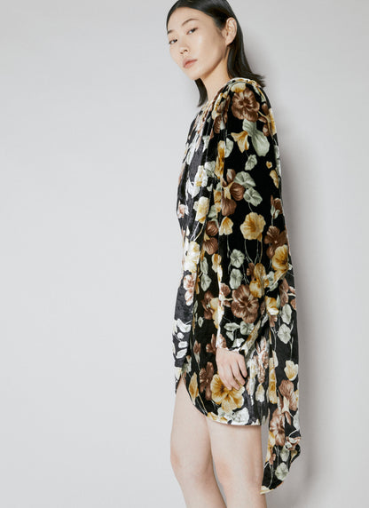 Saint Laurent Women Floral Velvet Dress