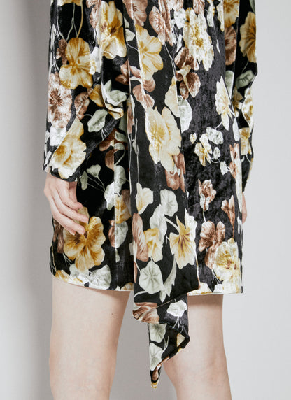 Saint Laurent Women Floral Velvet Dress