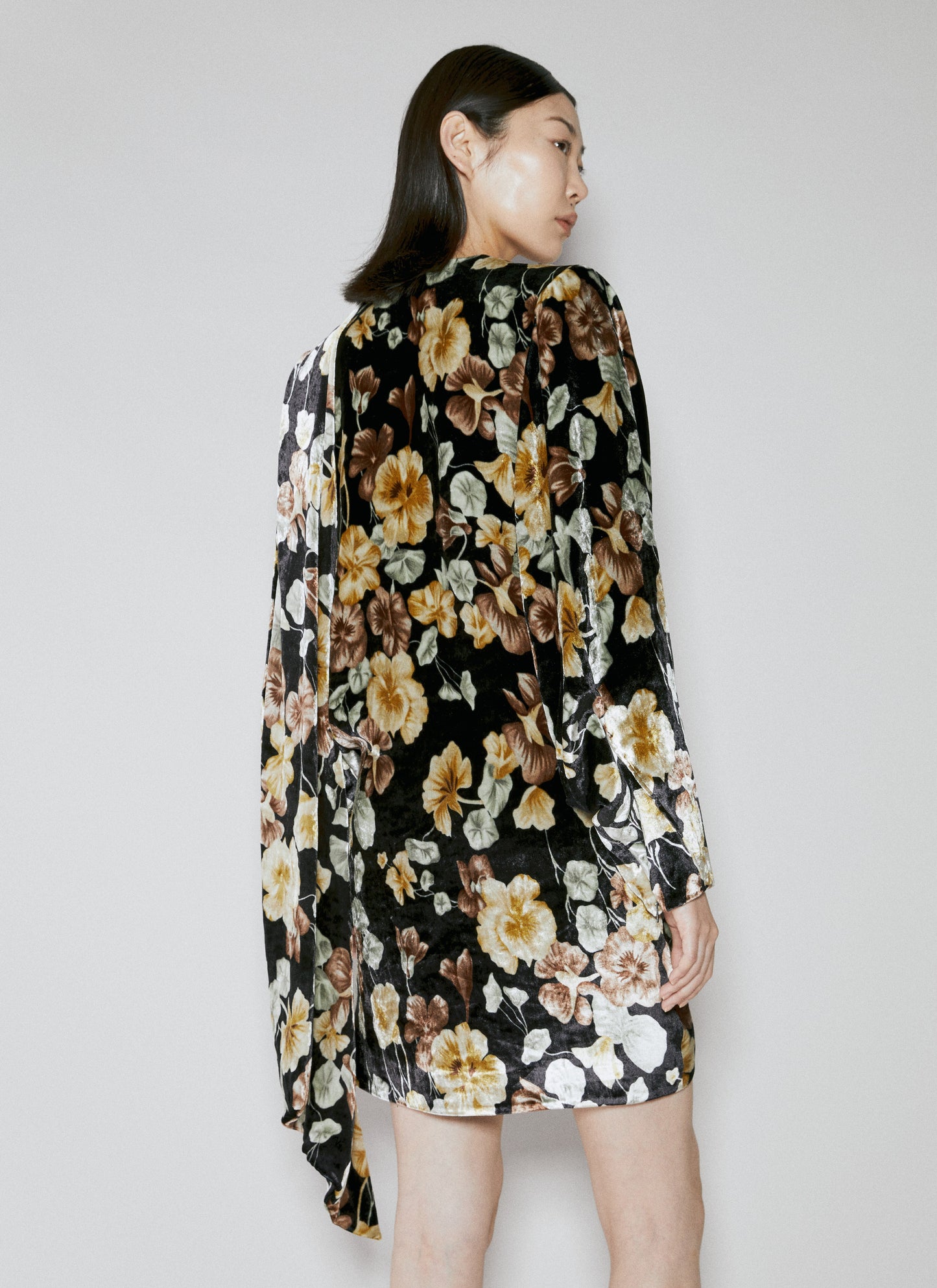 Saint Laurent Women Floral Velvet Dress