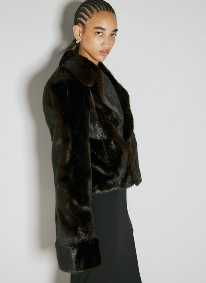 Saint Laurent Women Faux Fur Short Coat