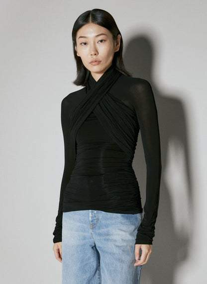 Saint Laurent Women Semi-Sheer Cross Top