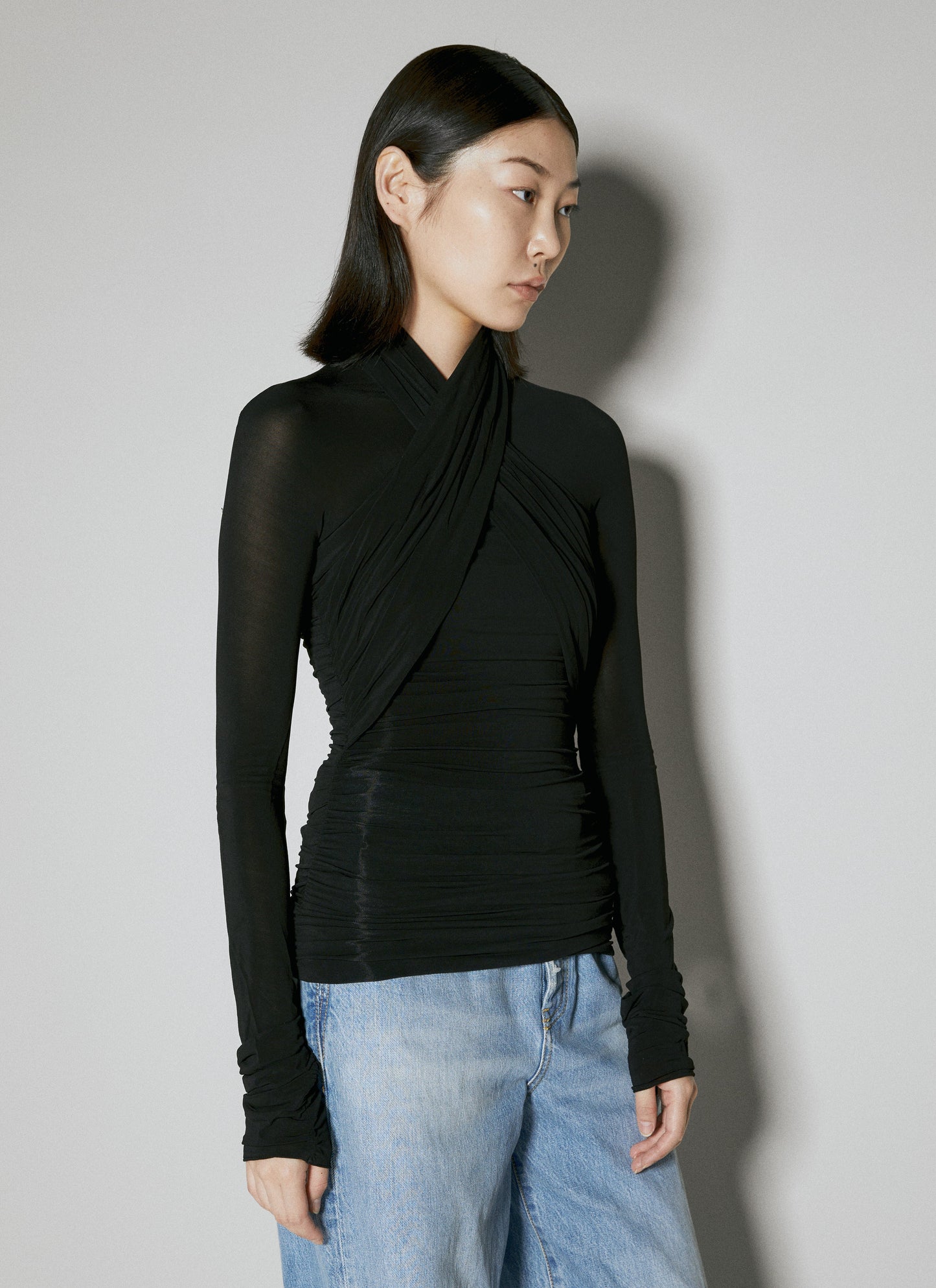 Saint Laurent Women Semi-Sheer Cross Top