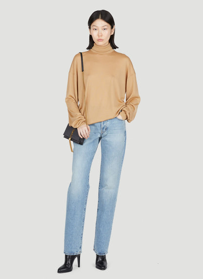 Saint Laurent Women Fine-Knit Slouchy Rollneck Sweater