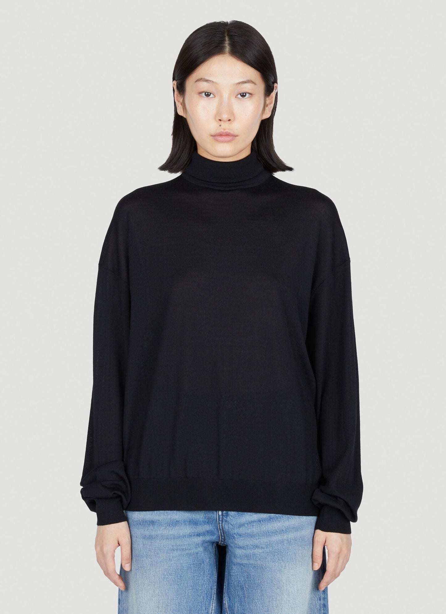 Saint Laurent Women Semi Sheer Turtleneck Sweater