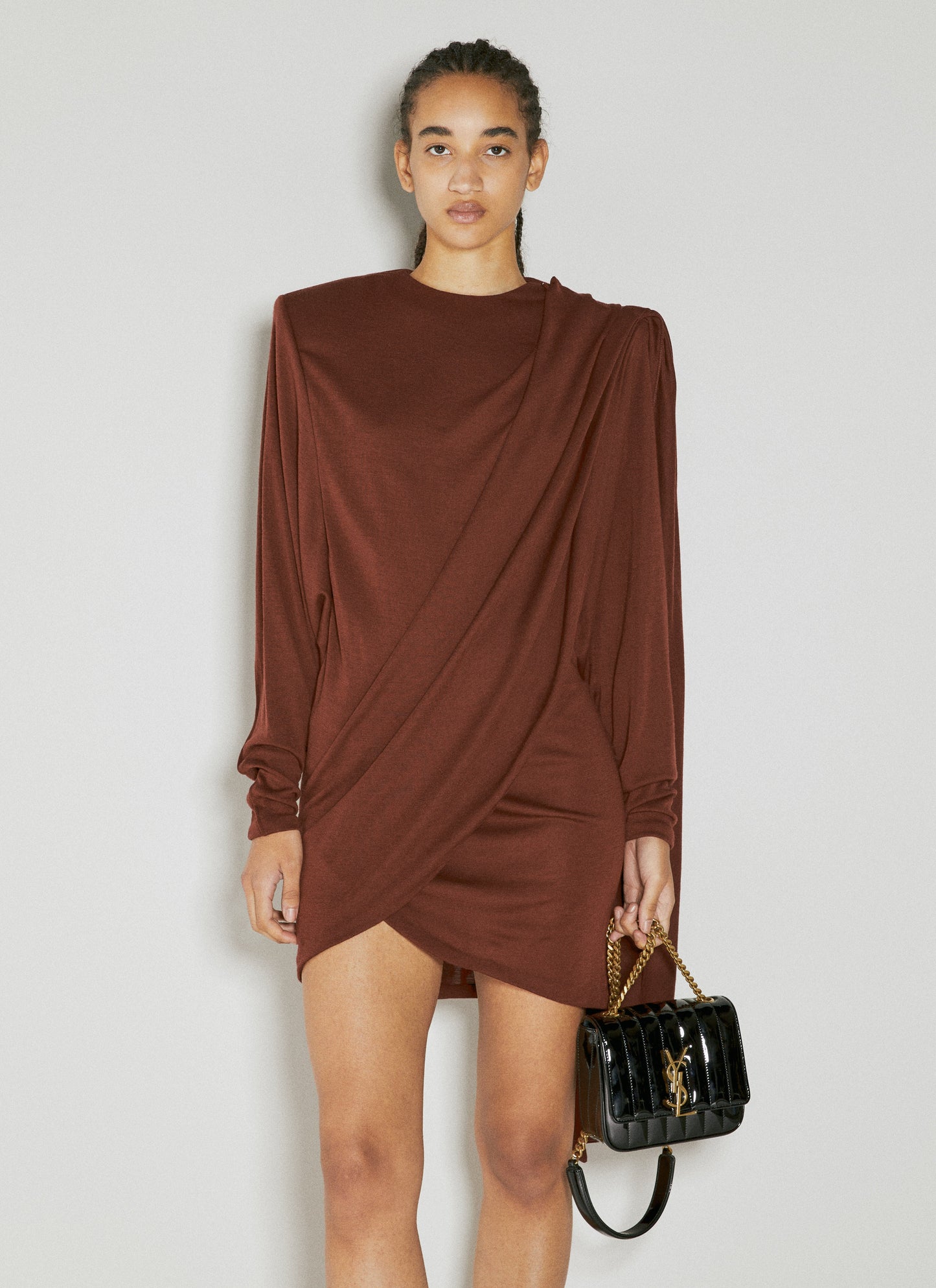 Saint Laurent Women Draped Wool Dress