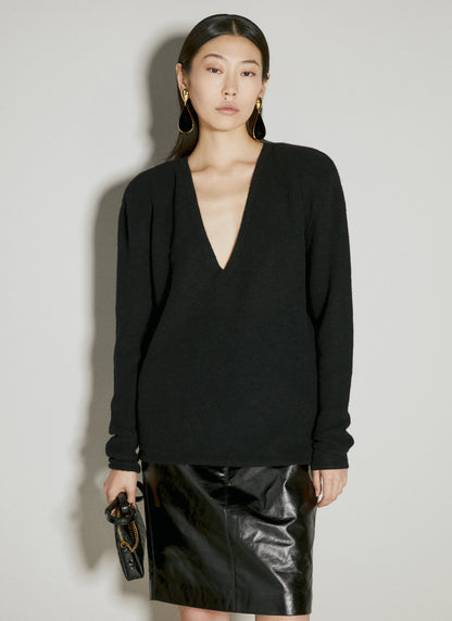 Saint Laurent Women V Neck Wool Sweater