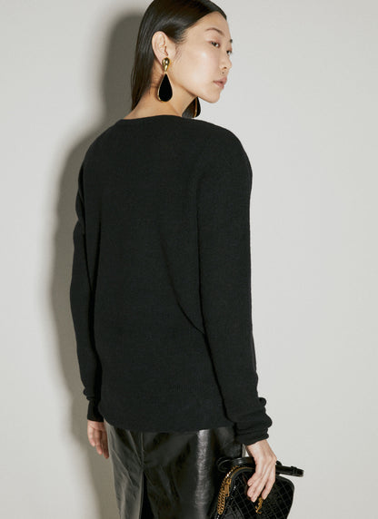 Saint Laurent Women V Neck Wool Sweater