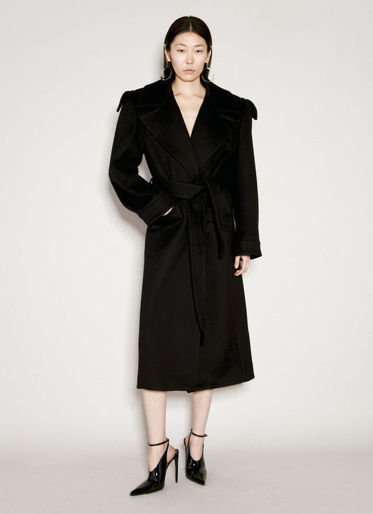 Saint Laurent Women Cashmere And Wool Belted Coat