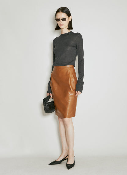 Saint Laurent Women Leather Pencil Skirt