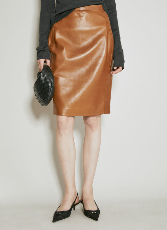 Saint Laurent Women Leather Pencil Skirt