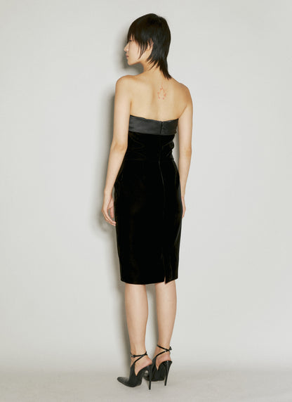 Saint Laurent Women Strapless Pencil Velvet Dress