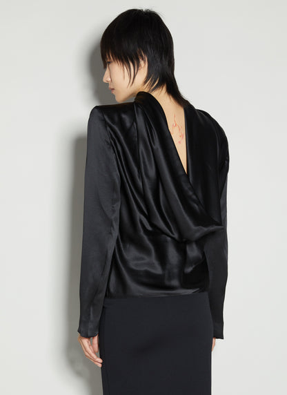 Saint Laurent Women Cowl-Back Silk Blouse