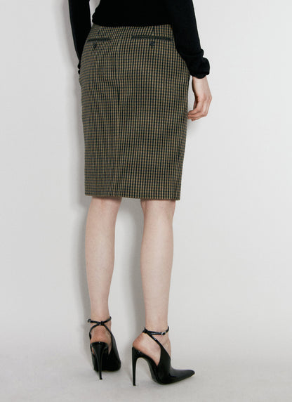 Saint Laurent Women Wool-Blend Checked Midi Skirt