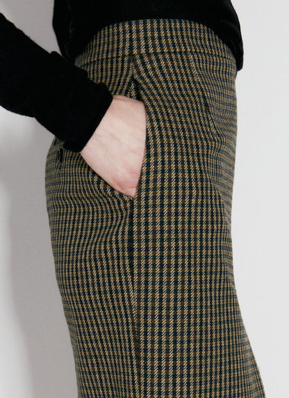 Saint Laurent Women Wool-Blend Checked Midi Skirt