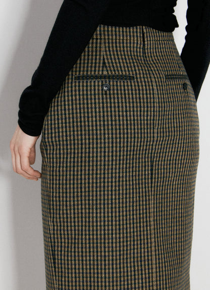 Saint Laurent Women Wool-Blend Checked Midi Skirt