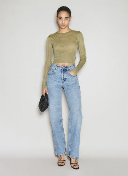 Saint Laurent Women Ribbed Knit Cropped Top