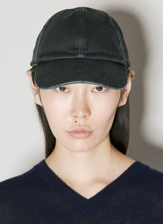 Saint Laurent Women Cassandre Denim Baseball Cap