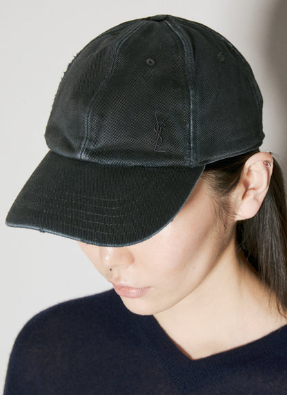 Saint Laurent Women Cassandre Denim Baseball Cap