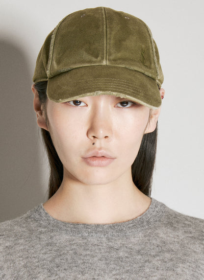 Saint Laurent Women Cassandre Denim Baseball Cap