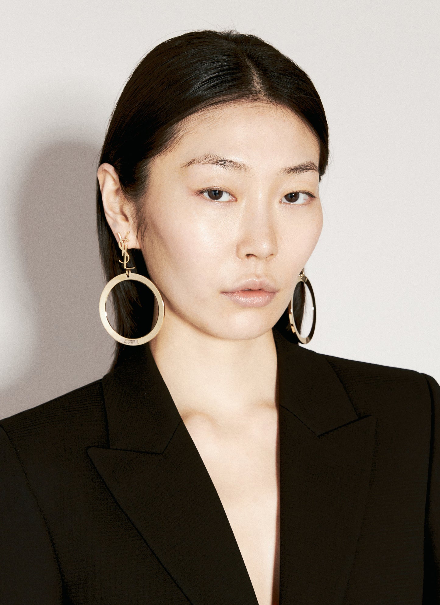 Saint Laurent Women Cassandre Pendant Hoop Earrings