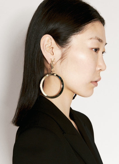 Saint Laurent Women Cassandre Pendant Hoop Earrings