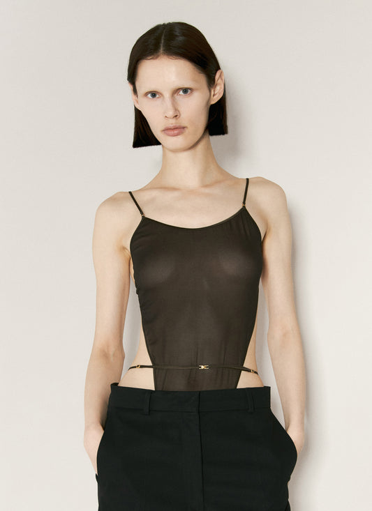 Saint Laurent Women Backless Georgette Bodysuit