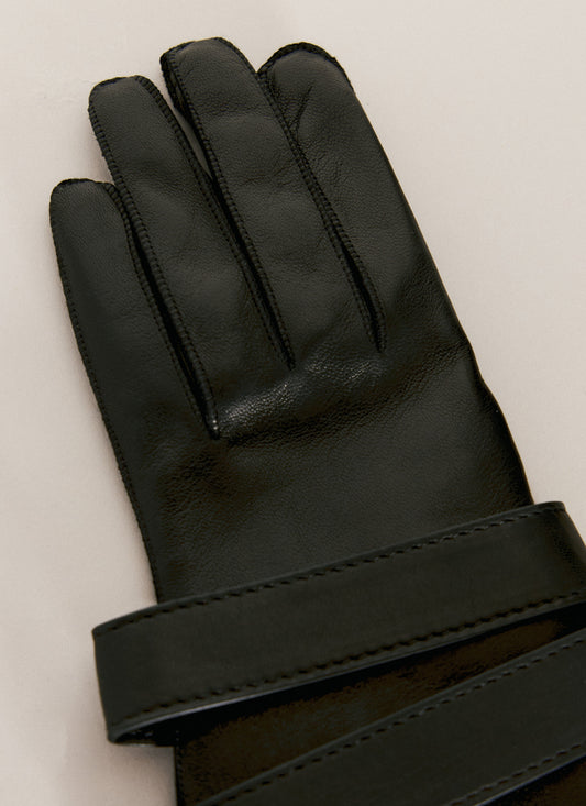 Saint Laurent Women Aviator Leather Gloves