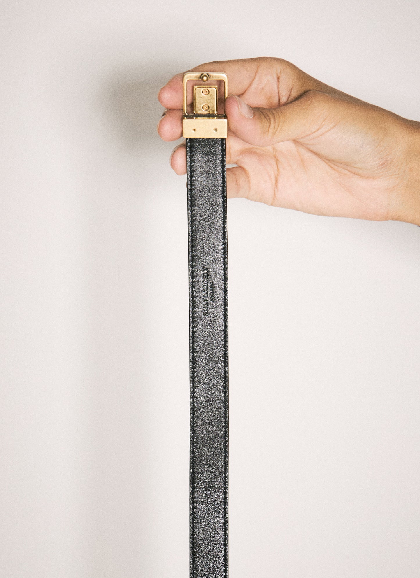 Saint Laurent Women Cassandre Leather Belt