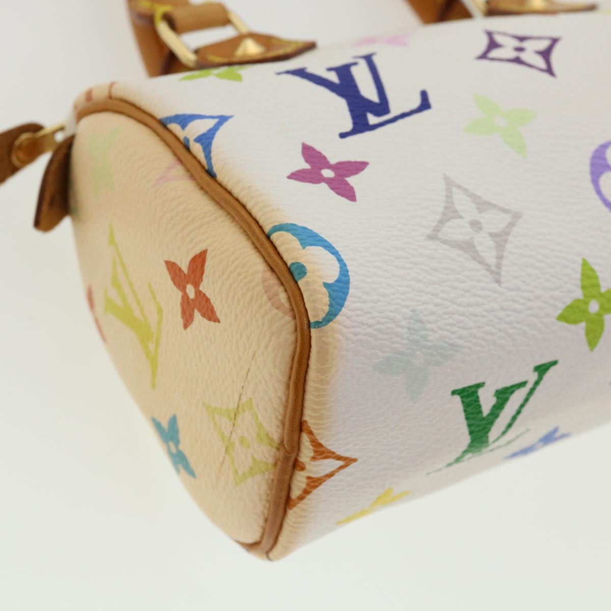 LOUIS VUITTON Monogram Multicolor Mini Speedy Hand Bag White M92645 Auth am1710g