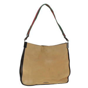 GUCCI Web Sherry Line Shoulder Bag Canvas Beige Green Red  ti1172